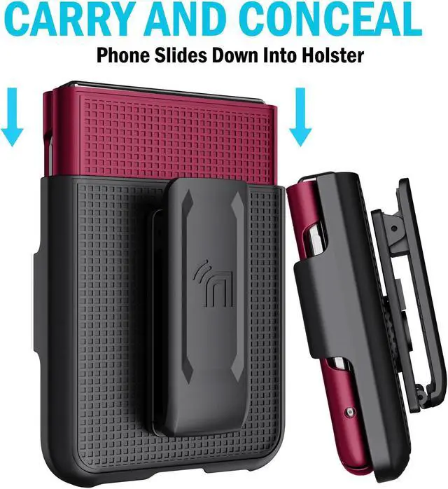 Alt view image 5 of 7 - Blue Hard Case Cover and Belt Clip Holster for Motorola RAZR Plus (2023) RAZR+