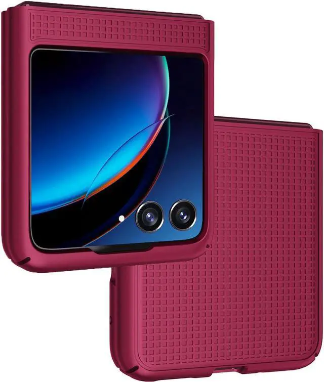 Grid Textured Hard Case Slim Phone Cover for Motorola RAZR Plus (2023) RAZR+ Magenta Grid Textured Hard Case Slim Phone Cover for Motorola RAZR Plus (2023) RAZR+ Magenta