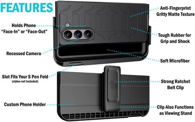 Alt view image 7 of 7 - Rugged Case Holster Belt Clip for Samsung Galaxy Z Fold 5 - Outdoor Camo Tree