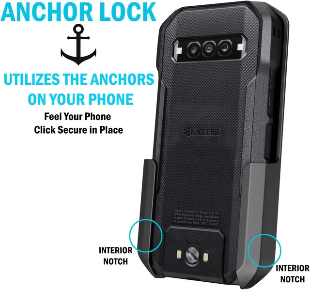 Alt view image 3 of 7 - Black Anchor Lock Belt Clip Holster Case for Kyocera DuraForce Pro 3