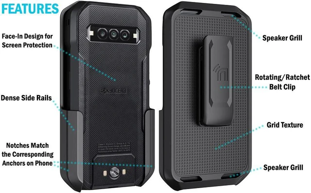 Alt view image 7 of 7 - Black Anchor Lock Belt Clip Holster Case for Kyocera DuraForce Pro 3