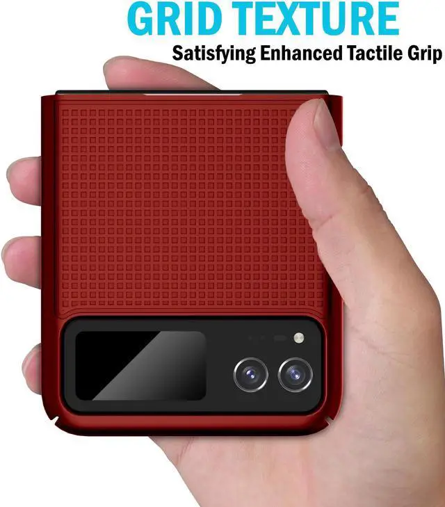 Alt view image 3 of 7 - Red Grid Textured Hard Case Slim Cover for Motorola RAZR 2023 (aka RAZR 40)