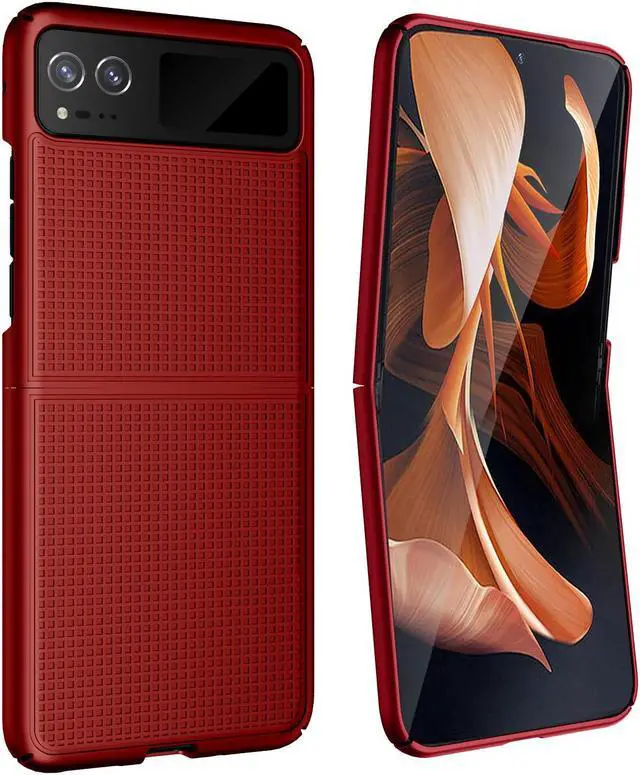 Alt view image 5 of 7 - Red Grid Textured Hard Case Slim Cover for Motorola RAZR 2023 (aka RAZR 40)