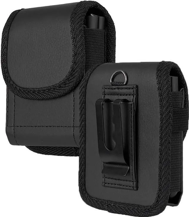 Main image of Black Leather Case Belt Clip Harness Pouch for Motorola RAZR Ultra Plus Z Flip 6