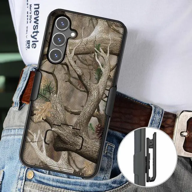 Alt view image 7 of 7 - Slim Case and Belt Clip Combo for Samsung Galaxy S23 FE Phone (2023) - Bush Camo