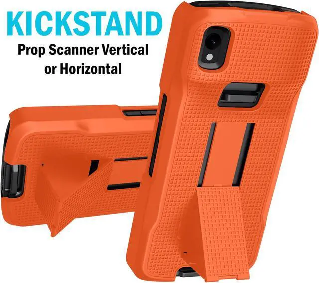 Alt view image 4 of 7 - Bright Orange Case Cover Stand and Belt Clip Holster for Zebra TC22 TC27 Scanner