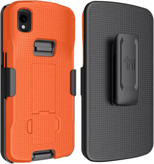 Alt view image 2 of 7 - Bright Orange Case Cover Stand and Belt Clip Holster for Zebra TC22 TC27 Scanner