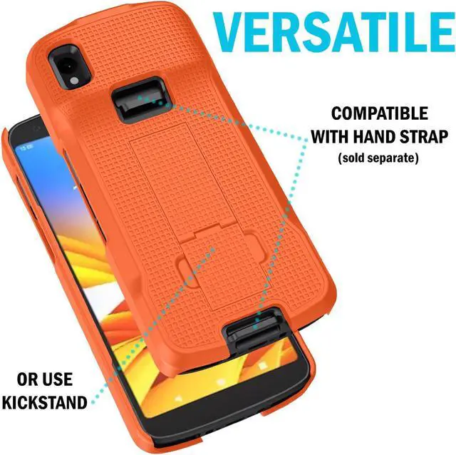 Alt view image 5 of 7 - Bright Orange Case Cover Stand and Belt Clip Holster for Zebra TC22 TC27 Scanner