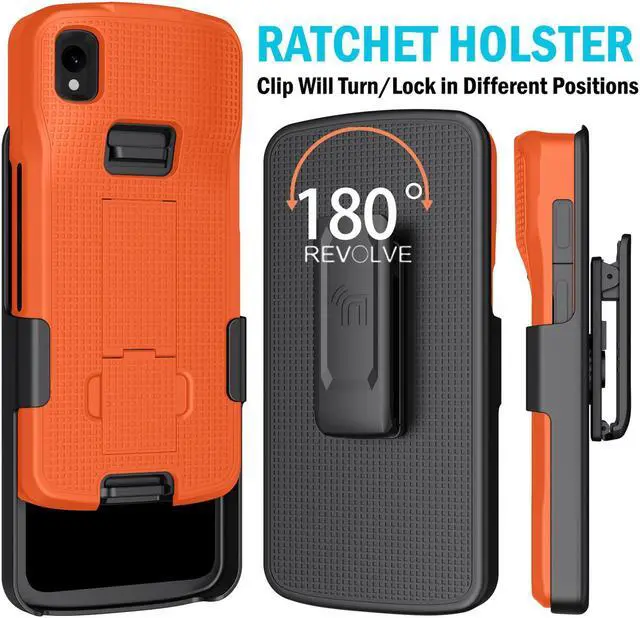 Alt view image 3 of 7 - Bright Orange Case Cover Stand and Belt Clip Holster for Zebra TC22 TC27 Scanner
