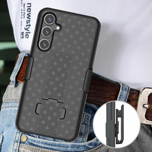 Alt view image 7 of 7 - Slim Case and Belt Clip Combo for Samsung Galaxy S23 FE Phone (2023) - Black