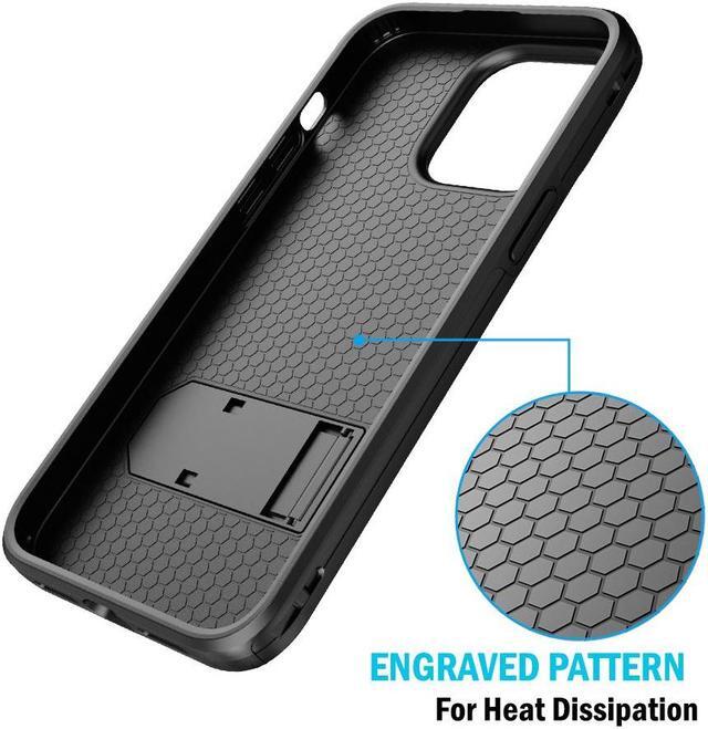 Alt view image 6 of 7 - Hybrid Case w/ Stand and Belt Clip Holster Combo for iPhone 15 Pro Max - Black