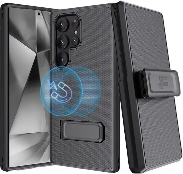 Main image of Hybrid Case w/ Stand and Belt Clip Holster Combo for Galaxy S24 Ultra - Black