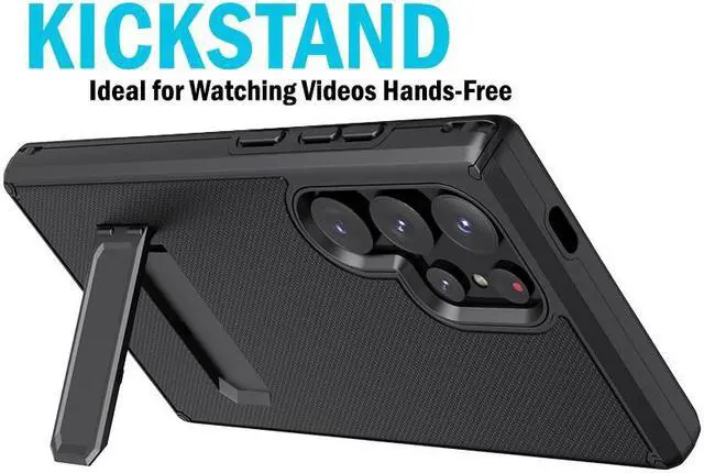 Alt view image 6 of 7 - Hybrid Case w/ Stand and Belt Clip Holster Combo for Galaxy S24 Ultra - Black