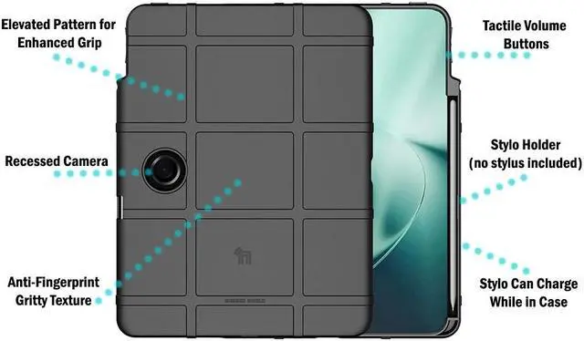 Alt view image 5 of 7 - Rugged Shield Case for OnePlus Pad Tablet (with Stylus Holder) - Bush Camo