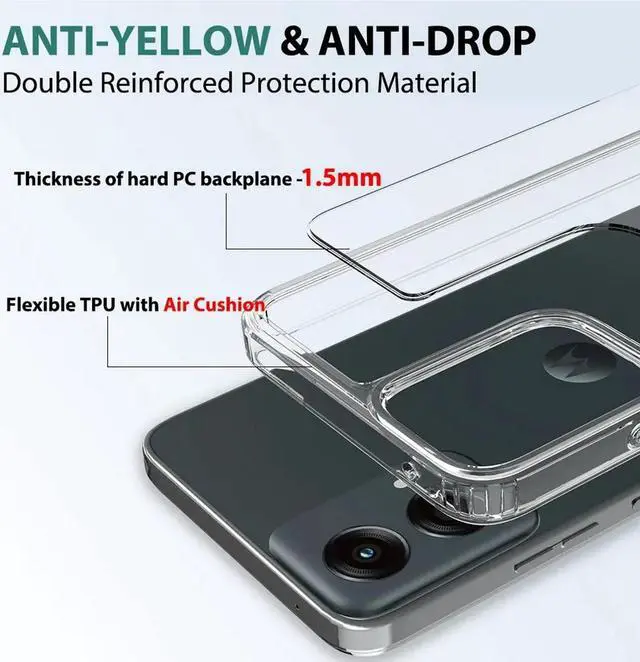 Alt view image 3 of 5 - AquaFlex Anti-Shock Clear Case Slim Cover for Moto G Power 5G 2024