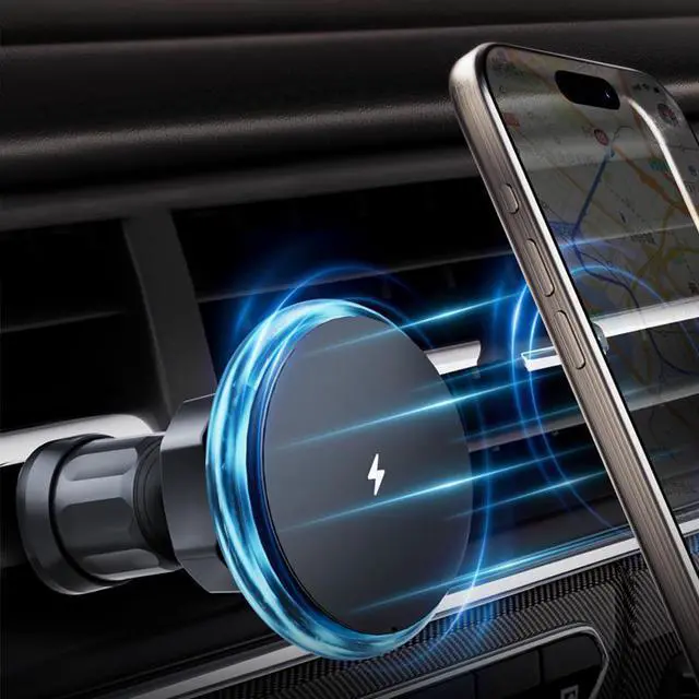 Alt view image 3 of 7 - Car AC Vent Phone Mount Charger (Compatible with Magsafe) - for iPhone 16 15 14