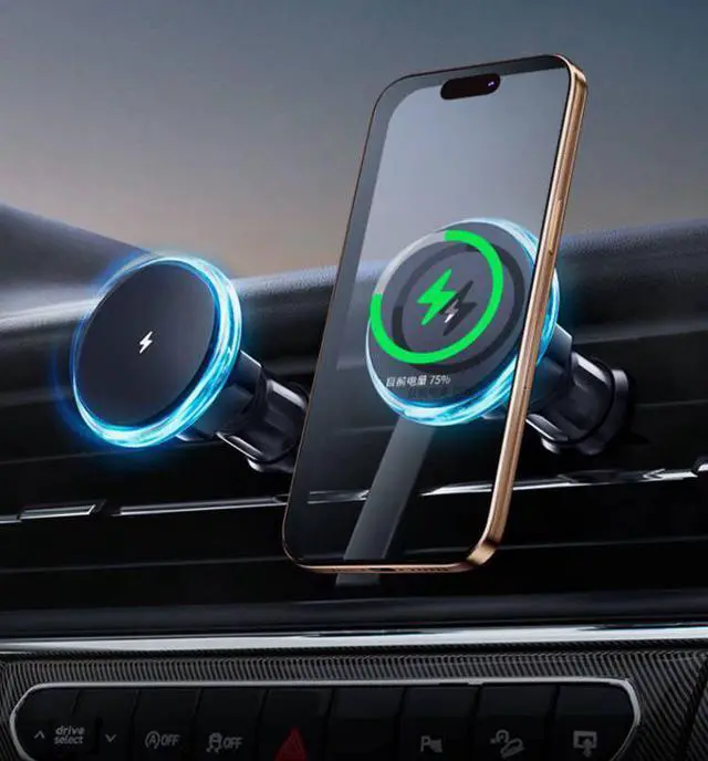 Alt view image 5 of 7 - Car AC Vent Phone Mount Charger (Compatible with Magsafe) - for iPhone 16 15 14