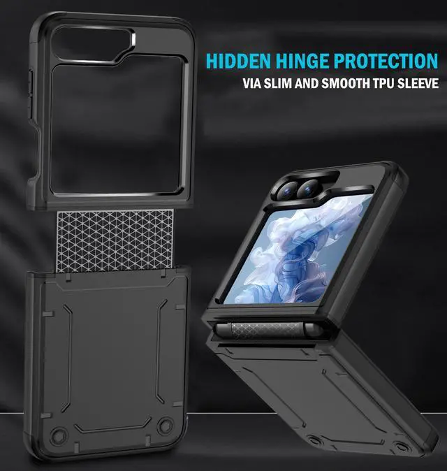 Alt view image 5 of 7 - Case for Galaxy Z Flip 7 FE & Z Flip 6 Phone w/ Hinge Protection - Matte Black