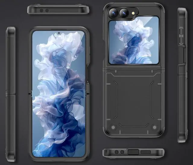 Alt view image 7 of 7 - Case for Galaxy Z Flip 7 FE & Z Flip 6 Phone w/ Hinge Protection - Matte Black