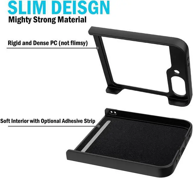 Alt view image 4 of 7 - Slim Hard Case for Galaxy Z Flip 7 FE & Z Flip 6 - Black Carbon Fiber Design