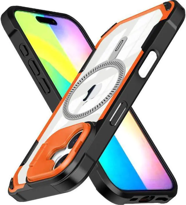 Main image of Camera Stand Case for iPhone 16 - Compatible with MagSafe - Neon Orange