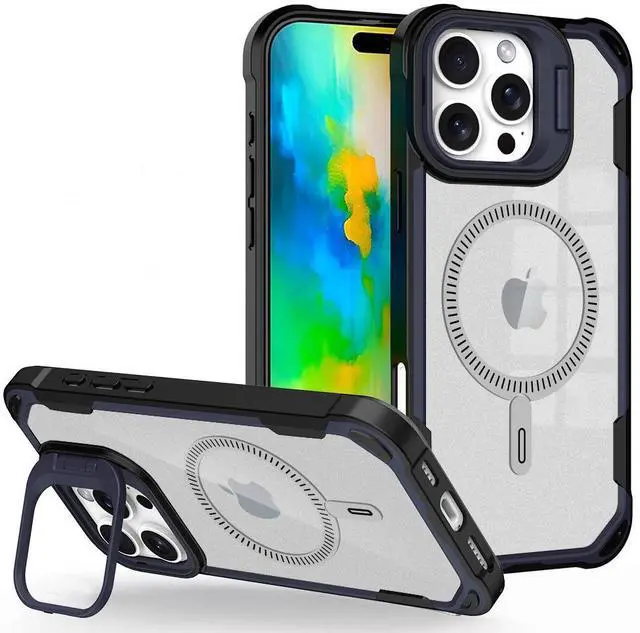 Alt view image 2 of 6 - Camera Stand Case for iPhone 16 Pro - Compatible with MagSafe - Hale Navy Black
