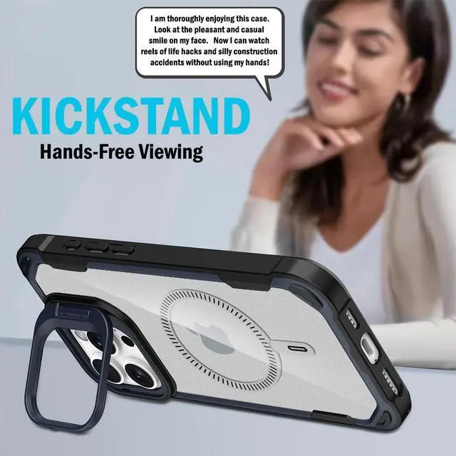 Alt view image 5 of 6 - Camera Stand Case for iPhone 16 Pro - Compatible with MagSafe - Hale Navy Black