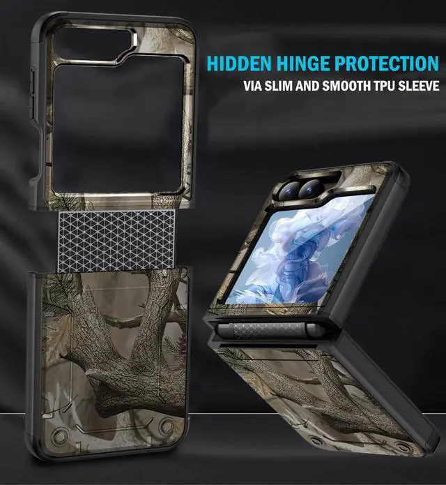 Alt view image 4 of 7 - Rizz Case and Belt Clip Holster for Galaxy Z Flip 7 FE & Z Flip 6 - Bush Camo