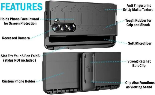 Alt view image 7 of 7 - Case and Belt Clip with S Pen Holder for Samsung Galaxy Z Fold 6 - USA Flag