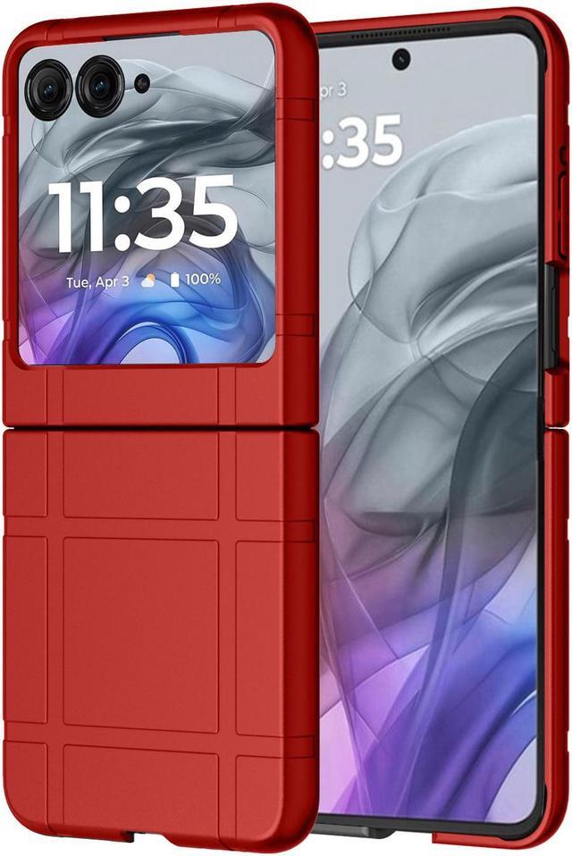 Alt view image 2 of 7 - Textured Hard Case Slim Cover for Motorola RAZR 2024/2025 - Bold Red