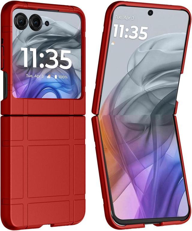Alt view image 5 of 7 - Textured Hard Case Slim Cover for Motorola RAZR 2024/2025 - Bold Red