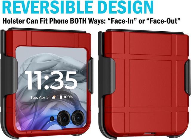Alt view image 4 of 7 - Hard Case Cover and Belt Clip Holster for Motorola RAZR 2024/2025 - Red