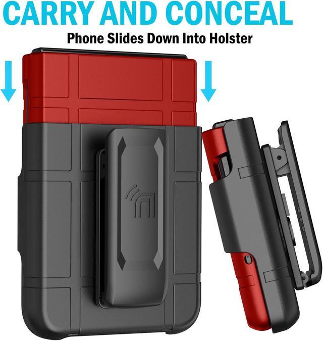 Alt view image 5 of 7 - Hard Case Cover and Belt Clip Holster for Motorola RAZR 2024/2025 - Red