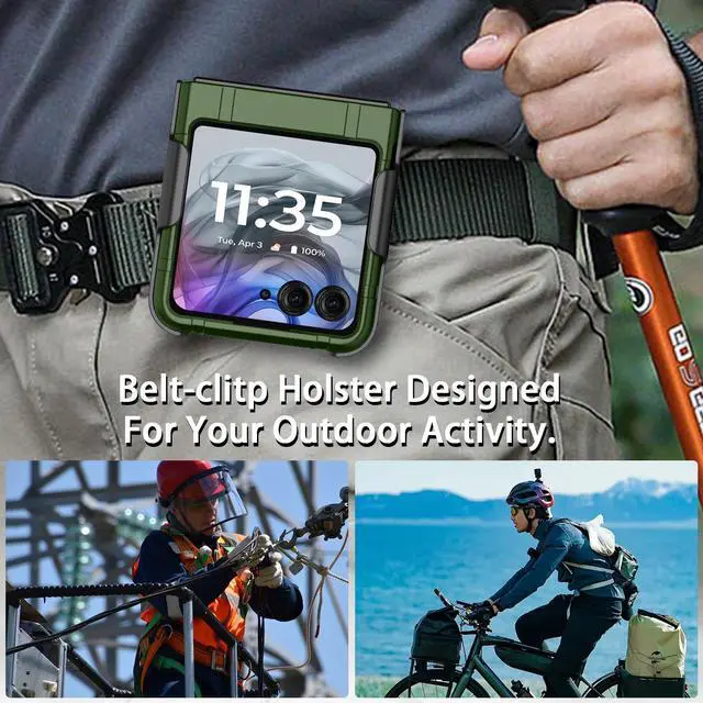 Alt view image 6 of 7 - Hard Case and Belt Clip Holster for Motorola RAZR 2024/2025 - Forest Green