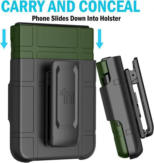 Alt view image 5 of 7 - Hard Case and Belt Clip Holster for Motorola RAZR 2024/2025 - Forest Green