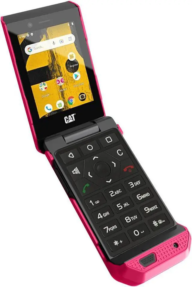 Alt view image 6 of 7 - Bright Pink Grid Texture Slim Hard Shell Case Cover for CAT S22 Flip Phone