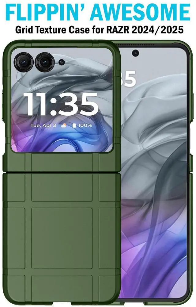 Alt view image 3 of 7 - Textured Hard Case Slim Cover for Motorola RAZR 2024/2025 - Forest Green