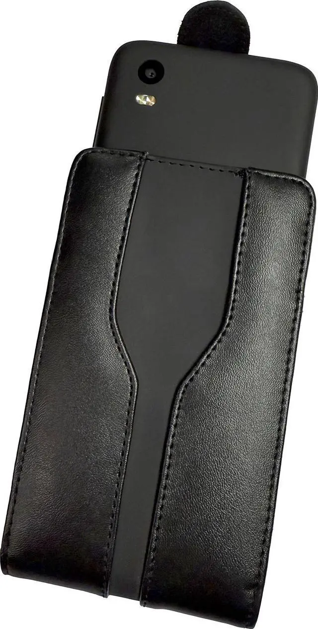 Alt view image 3 of 5 - Leather Pouch Case with Belt Clip for Mudita Kompakt Phone - Black