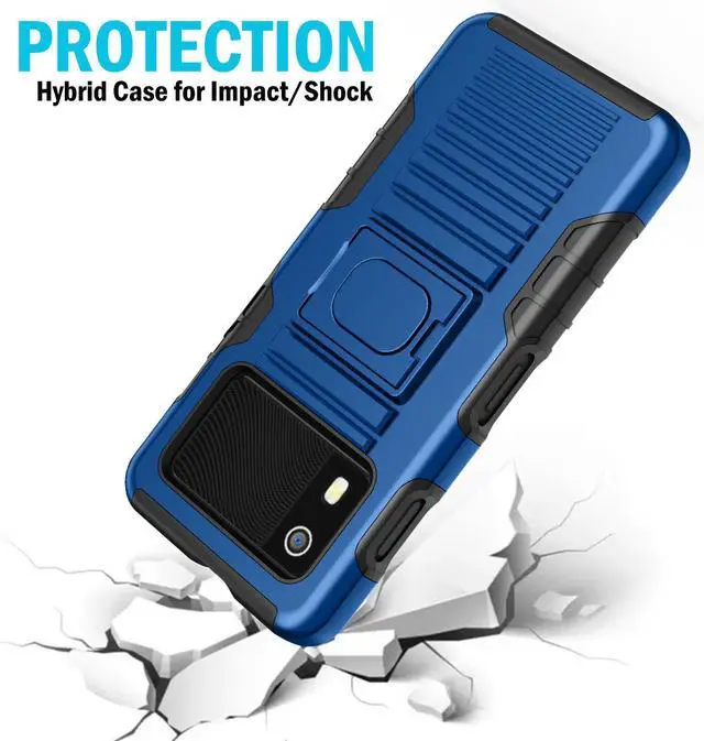 Alt view image 4 of 6 - Rugged Hybrid Case with Ring Grip Stand for Zebra EM45 RFID Mobile - Blue