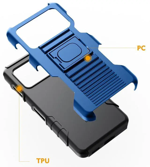 Alt view image 6 of 6 - Rugged Hybrid Case with Ring Grip Stand for Zebra EM45 RFID Mobile - Blue
