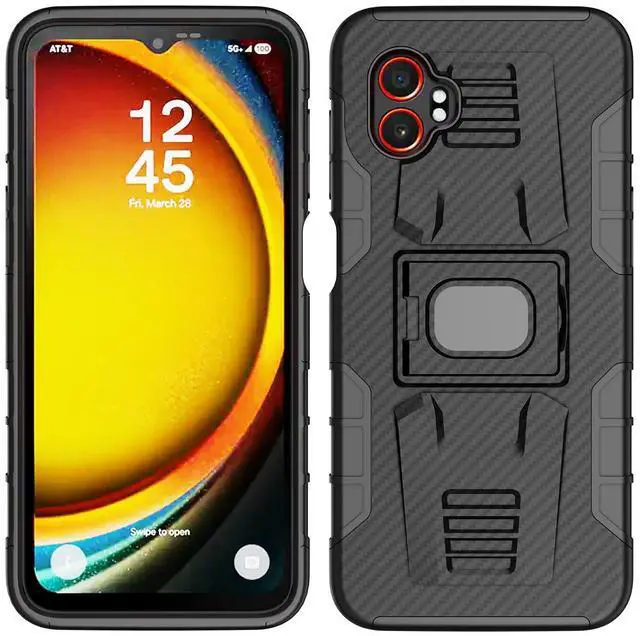 Alt view image 2 of 7 - Rugged Case with Stand for Samsung Galaxy XCover 7 Pro Phone - Carbon Fiber