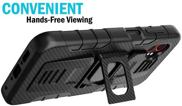 Alt view image 5 of 7 - Rugged Case with Stand for Samsung Galaxy XCover 7 Pro Phone - Carbon Fiber