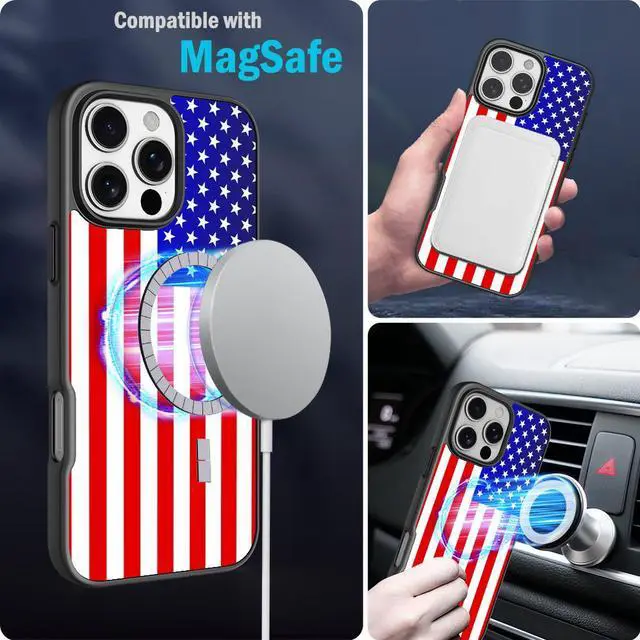 Alt view image 3 of 6 - Case for iPhone 16 Pro Max - Compatible with MagSafe - USA Flag Design