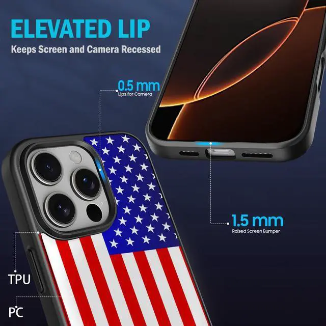 Alt view image 5 of 6 - Case for iPhone 16 Pro Max - Compatible with MagSafe - USA Flag Design