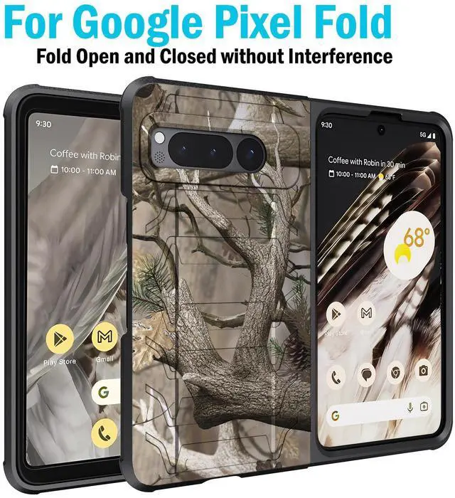 Alt view image 2 of 7 - Case and Belt Clip Holster for Google Pixel Fold Phone (2023) - Camo Tree