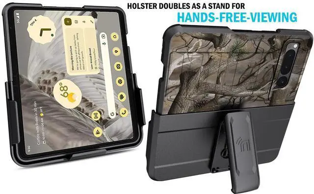Alt view image 4 of 7 - Case and Belt Clip Holster for Google Pixel Fold Phone (2023) - Camo Tree