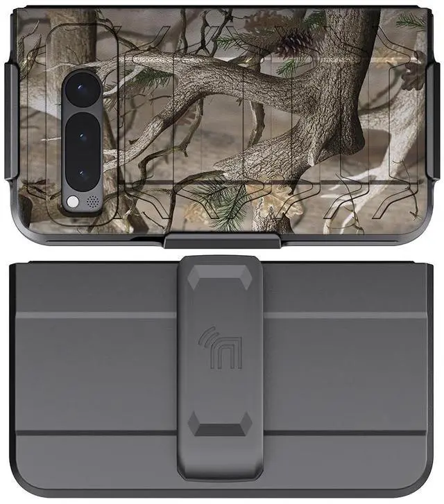 Alt view image 7 of 7 - Case and Belt Clip Holster for Google Pixel Fold Phone (2023) - Camo Tree