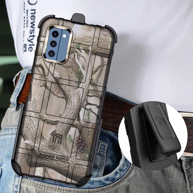 Alt view image 7 of 7 - Special Ops Rugged Case and Belt Clip Holster for Nokia C300 Phone - Camo Tree