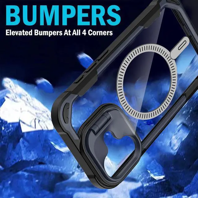 Alt view image 3 of 6 - Camera Stand Case for iPhone 16 - Compatible with MagSafe - Hale Navy/Black