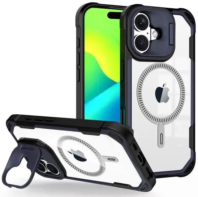 Alt view image 2 of 6 - Camera Stand Case for iPhone 16 - Compatible with MagSafe - Hale Navy/Black